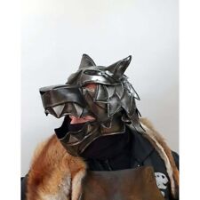 Medieval Blackened 18 Gauge Steel Larp Great Wolf Helmet Halloween picture