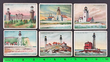 Vintage (Lot of 6) 1911 Lighthouse Series Hassan T77 Tobacco Cards picture