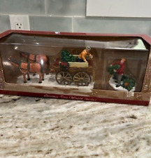 Vintage LEMAX Christmas Tree Wagon With Horses NEW In Box picture
