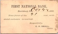 1885 Receipt Postcard First National Bank in Harrisburg, Pennsylvania picture