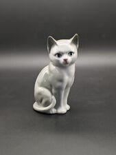 Vintage OTAGIRI Porcelain Figurine Sitting Kitty Cat Gray and White Japan 5