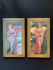 Vintage Italian Florentine Religious Angels Wood Diptych Panels Antique picture