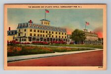 Narragansett Pier RI-Rhode Island Breakers And Atlantic Hotels Vintage Postcard picture