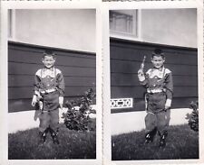 Lot 2 Original Photos NAMED BOY COWBOY CAP GUN PISTOL Lakewood c. 1955 Ohio 72 picture