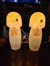 2-Vintage Christmas 1971 EMPIRE Blond ANGEL PRAYS Blow Mold Light  picture