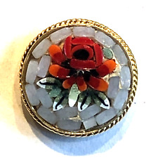 Vintage Italian FLOWER  Mosaic Button w Twisted Rope Border ~ 9/16