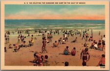 1940s FLORIDA Linen Postcard Beach Scene 