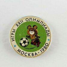 VTG Mockba 1980 Olympic Soviet Russia USSR Misha Bear Mascot XXII Soccer Button picture
