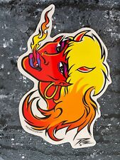 PIZZ Red Hot Fire Tongue Girl Lowbrow Hotrod Biker Art Sticker Decal 2001 picture