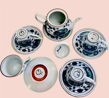 VTG Rare Set Teapot Cups Saucers Cost Plus Inc Porcelain Fish Japan Hand Painted picture