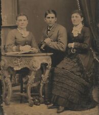 Vintage Antique Tintype Photo Young Victorian Man Women Ladies Teen Boy Girls picture