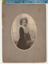 Antique C1904 photo cute girl afro frizzy hair winter Attire Beckmann Bros NJ NY picture
