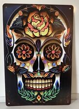 Sugar Skull Sign - Day of the Dead - Dia De Los Muertos - Mexico Metal Poster picture