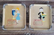 Vtg Nevco ? Wooden Dry Martini & Whiskey Sour Drink Trays MCM  Recipes Kitch  picture