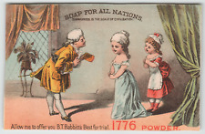 Trade Card Vintage Babbitt's Soaps 1776 Powder Man Offering Sample picture