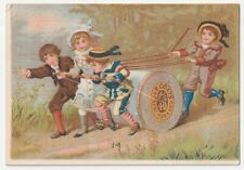 1880s~J & P Coats~Child Laborers~Driving Plough~Victorian Trade Card Ad picture