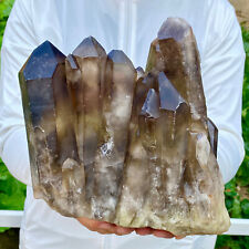 8.8LB Natural Tea black Crystal quartz Cluster Mineral Specimen Healing reiki picture