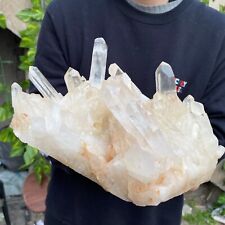 8.7LB Natural Clear White Quartz Crystal Cluster Rough Specimen Healing Stone picture