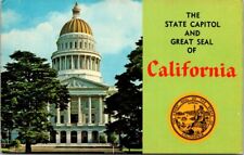 California State Capitol '64 Great Seal Athena Grizzly Ships Miner Postcard CA  picture