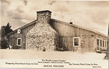 The World's Largest Fireplace-Camp-Mercer, Wisconsin WI-RPPC antique picture