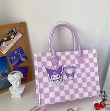 Kuromi Tote Bag Sanrio Miniso Kawaii Purple Reusable New Checkered picture