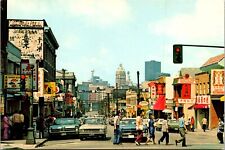 Chinatown Vancouver, B.C., Canada Postcard Street Scene Old Cars, Signs, People picture