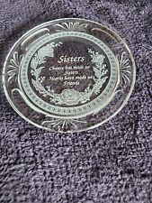 Sisters plate by Artmark, 24% lead crystal, 7 inch, sister gift, clear glass picture