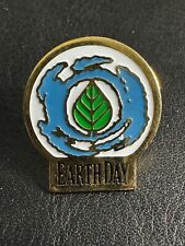 Vintage 1991 Earth Day Enamel Blue White Gold Metal Pin Pinback lapel tie hat picture