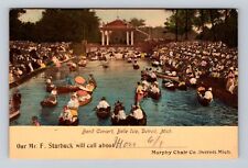 Detroit MI-Michigan, Band Concert, Belle Isle, Antique, Vintage c1908 Postcard picture