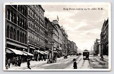 c1915~Downtown Saint John~King Street looking North~Canada~Antique Postcard picture