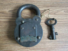 Rare antique big size double chamber iron lock with two face key made in Germany picture