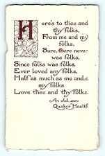 Here's to Thee and Thy Folks Quaker Rhyming Poem Rust Craft Vintage Postcard E5 picture