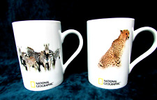 National Geographic 2004 Home Collection Mugs Set of 2 Zebras & Cheetah Thailand picture