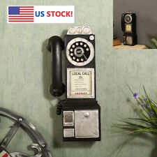 Wall-Mounted Pay Phone Model Vintage Booth Telephone Figurine Rotary Antique -US picture