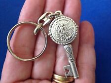 Archangel St Michael Guardian Angel Key to Heaven Key Chain RING Protection picture