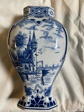 Delft Blue And White Porcelain Vase Marked N/Delft, Dec 500 picture