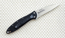 1660SWBLK Kershaw Leek Pocket Knife plain Blade Flag Logo Black scales New Blem  picture