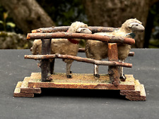 ANTIQUE GERMAN PUTZ WOOLY SHEEP ON OLD PUTZ BRIDGE–CHARMING picture