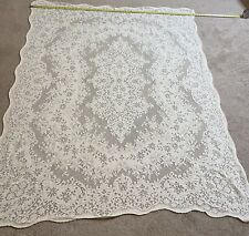Antique Beautifully Detailed Lace Tablecloth Oblong Ivory 60” X 75” EUC-$$SALE$$ picture