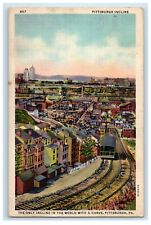 1939 Pittsburg PA, Bird's Eye View Incline With A Curve Railway Train Postcard picture
