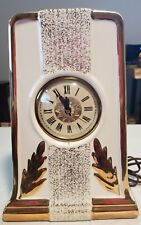 Lanshire Art Deco LeMieux Mantle Clock Starburst Dial 22K Gold Trim WORKS picture