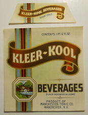 Vintage 1930's Kleer-Kool Beverages (Manchester, New Hampshire bottle label set picture