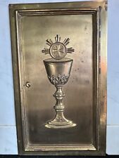Antique Bronze Tabernacle Front with Marble Surround - No Key - Church Salvage picture
