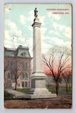 Janesville WI-Wisconsin, Soldiers Monument, Scenic, Vintage Postcard picture