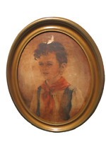 Anne Allaben Antique Painting Gypsy Boy Chico Oval Frame Art Print Flaw picture