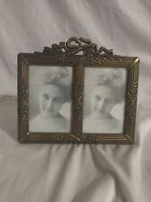 Vintage Solid Brass Double Window Picture Frame Victorian Fits 3.5