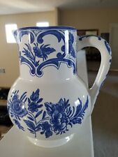 Tiffany Vintage Blue Flowers By Tiffany & Co. Delft Porcelain Pitcher Jug 8.5 