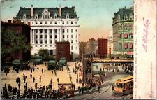 VINTAGE POSTCARD HALL OF RECORDS & CITY HALL PARK CROWDED STREET NEW YORK c 1900 picture