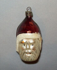 Antique Vtg C 1900s Santa Claus Head Father Christmas Blown Glass 2.75