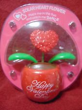 Valentine's Day Bobblehead Red Heart Flower in Red Pot Solar Light Powered NEW picture